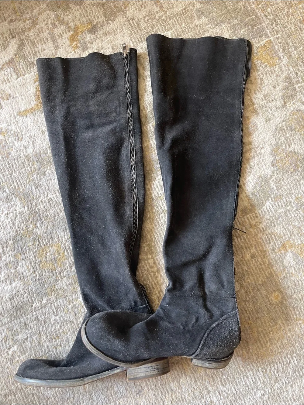 Free People Carlisle Over-the-Knee Black Suede Boots
